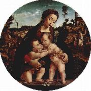 Piero di Cosimo Madonna mit Hl. Johannes dem Taufer, Tondo oil painting on canvas